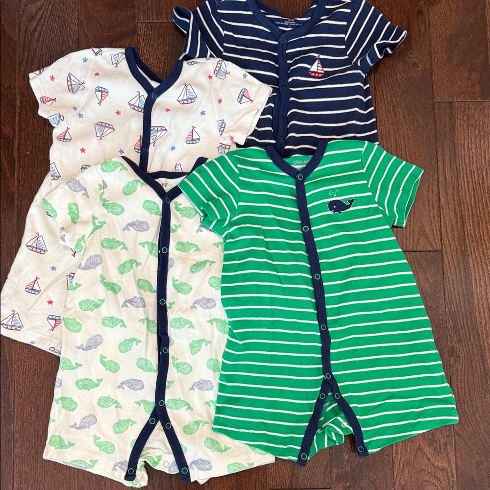 Set of 4 Nautical Little Me Romper Set 12M